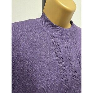 Vintage Purple Sparkle Pullover Sweater Med Short Sleeve Cottage Office Career